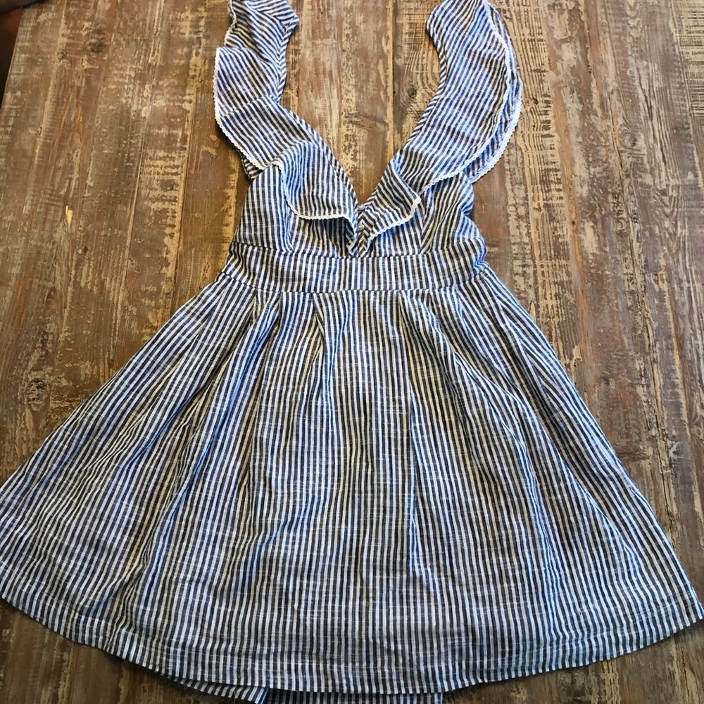 NWT Free People Striped Ruffle Tie Open Back Dress - Picture 3 of 8
